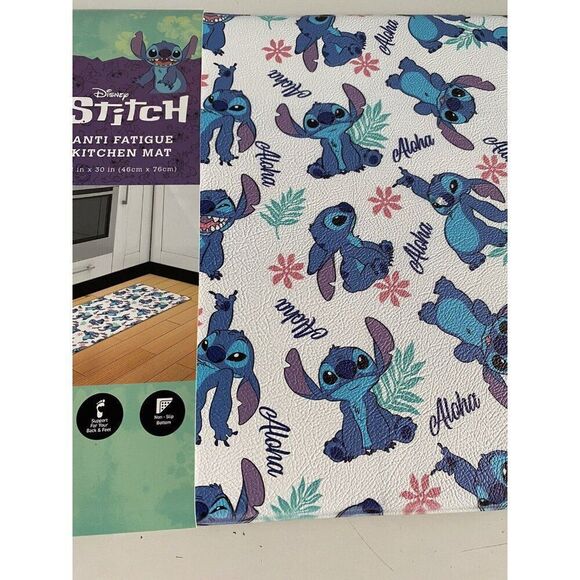 Disney Stitch Anti Fatigue Kitchen Mat 18 X 30” Aloha Hibiscus Tropical NEW - Picture 7 of 12